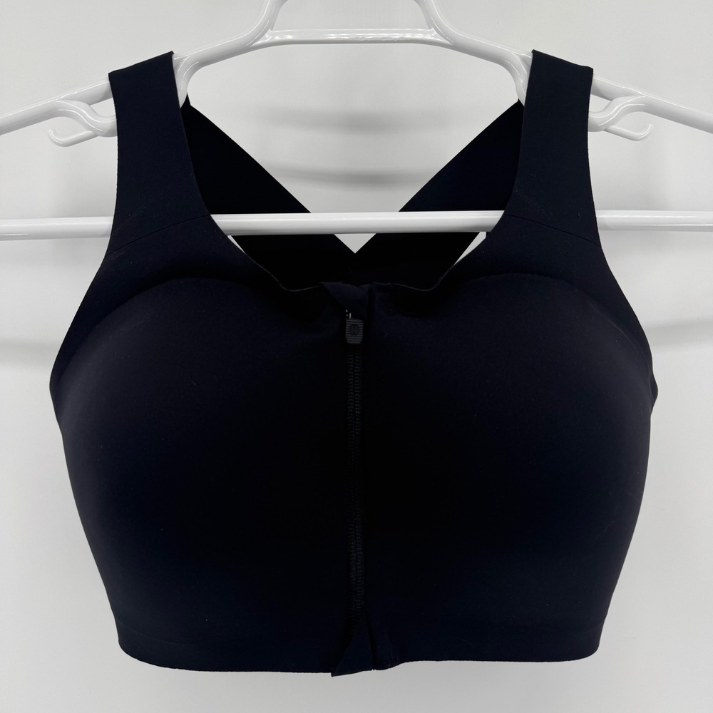 NEW Lululemon Enlite Zip Front Sports Bra Womens 34E Black High Impact LW2CPGS